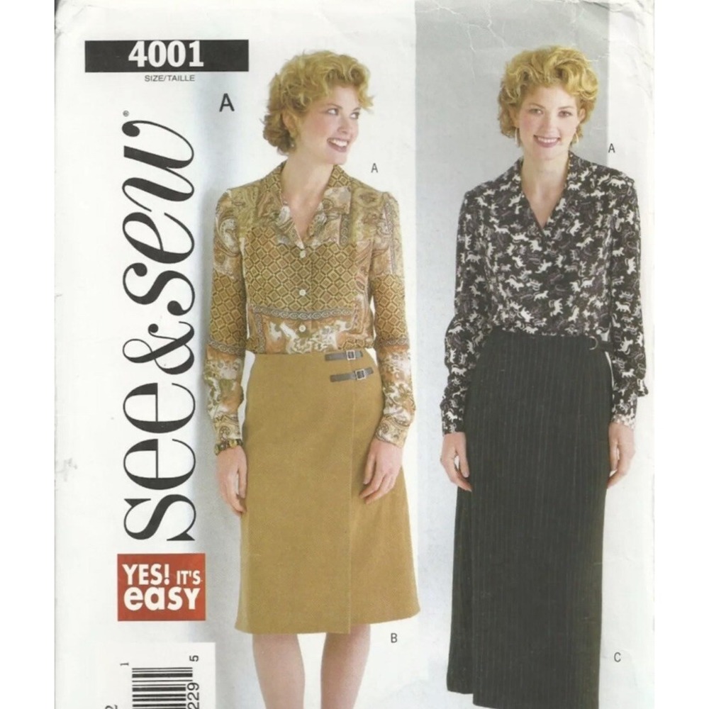 BUTTERICK See&Sew 4001 MISSES' SIZE 20-24 BLOUSE & SKIRTS SEWING PATTERN Uncut